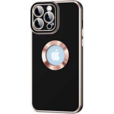 Case World Apple iPhone 12 Pro  Kapak Mercek Korumalı Logo Gösteren Tasarım Silikon Kılıf - Siyah