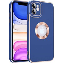 Case World Apple iPhone 11 Kapak Mercek Korumalı Logo Gösteren Tasarım Silikon Kılıf - Lacivert