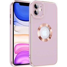 Case World Apple iPhone 11 Kapak Mercek Korumalı Logo Gösteren Tasarım Silikon Kılıf - Mor