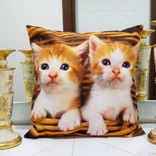 Körfez Kırlent Animal Kedi Baskılı Kırlent Kılıfı 43 x 43 cm