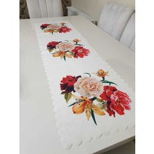 Körfez Kırlent Kırmızı & Sarı Desenli Çiçekli - Sarı Kız Çiçek Dekoratif Runner Örtü