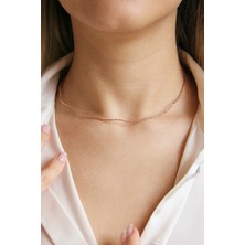 Argentum Concept 925 Ayar Gümüş Italyan Model Kalemli Rose Choker Tel Kolye - N161501
