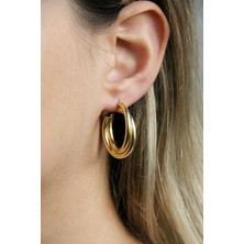 Argentum Concept Altın Kaplamalı 925 Ayar Gümüş Kesişen Halkalar Küpe - K092301