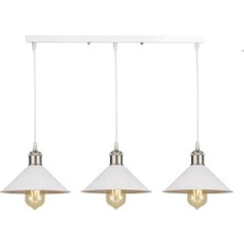 Dylight Retro Dekoratif 3 Lü Beyaz Rustik Metal Sarkıt Avize 60 cm