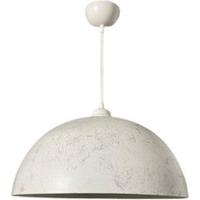 Dylight Retro Beyaz Mermer Desenli Dekoratif Tekli Rustik Metal Sarkıt Avize 40 cm