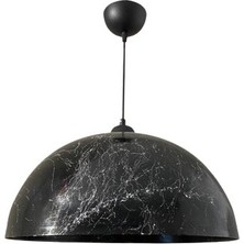 Dylight Retro Siyah Mermer Desenli Dekoratif Tekli Rustik Metal Sarkıt Avize 40 cm