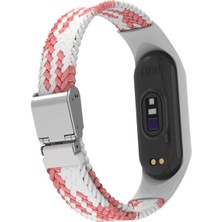 Yue Store Xiaomi Mi Band 7 Pembe Beyaz Için Naylon Örgülü Saat Grubu (Yurt Dışından)