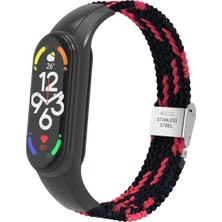 Yue Store Xiaomi Mi Band 7 Siyah Kırmızı Için Naylon Örgülü Saat Bandı (Yurt Dışından)