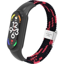 Yue Store Xiaomi Mi Band 7 Siyah Kırmızı Için Naylon Örgülü Saat Bandı (Yurt Dışından)