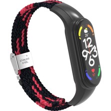 Yue Store Xiaomi Mi Band 7 Siyah Kırmızı Için Naylon Örgülü Saat Bandı (Yurt Dışından)