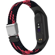 Yue Store Xiaomi Mi Band 7 Siyah Kırmızı Için Naylon Örgülü Saat Bandı (Yurt Dışından)