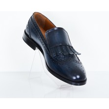 Scarpa Lacivert Deri Püskül
