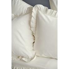 İssimo Home Issimo Frill Yıkanmış Pamuk Poplin Çift Kişilik Nevresim Takımı Vanilya