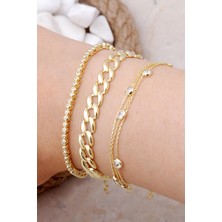 Sümer Telkari Gurmet, Su Yolu ve Sıra Taşlı Altın Yaldızlı Gümüş Kombin Bileklik 4009