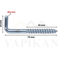Yapıkan Marka: Yapikan L Kanca Vidası Demir Vidalama Kancası L Vida Montaj Askı Aparatı Şofben Çivisi Mobil