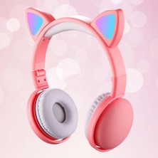 Yishe Kedi Kulaklık Stereo Ayarlanabilir Bluetooth 5.0 Kızlar Için Pembe (Yurt Dışından)