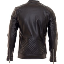 North Fashion NorthFashion Erkek Siyah Iç Cepli Slim Fit Deri Ceket