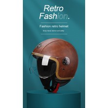 Pamukkale Retro Motosiklet Kaskı - Kahverengi (Yurt Dışından)