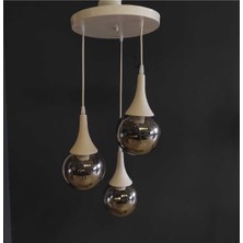 Light Hause 3lü Beyaz Damla Model Krom Cam Avize 