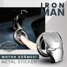 ŞüsCarOto Aksesuar Start Stop Tuşu Kapağı Iron Man Metal Tuş Koruyucu Dekoratif Özel Çinko Alaşım Krom