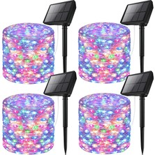 Miletus Güneş Enerjili Bahçe Aydınlatma 10+2m Rgb (Renkli ) 4lü  Paket Dış Mekan Güneş Enerjili Lamba