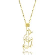 Diamine Gümüş Kolye Pırlanta Kolye ( Melodi Sarı)