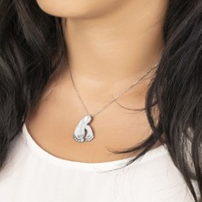 Diamine Gümüş Kolye Pırlanta Kolye Anne & Bebek Ayak