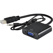 Rob Ada  HDMI To VGA Kablo Monitör Tv Çevirici Dönüştürücü Kablo + Ses Kablo Destekli