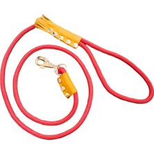 Balkonda köpek gezdirme kayışı kırmızı halat deri kapamalı kalın metal kancalı kalınlık:10mm uzunluk:120cm-dog leash B2-3