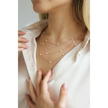 Argentum Concept 925 Ayar Gümüş Üç Renk Zincirli Zirkon Taşlı Kolye - N161301