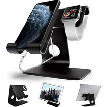 Hzm Collection Masaüstü Telefon, Tablet, Akılı Saat Tutucu Stand, Masaüstü Metal Şarj Standı