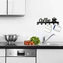 Hzm Collection Metal Dekoratif Metal Coffee Yazılı Mutfak Fincan ve Kupa Askılığı
