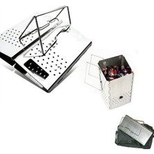 Remiel Cep Açık Kamp Seyahat Barbekü Izgara Paslanmaz Çelik Katlanır Kömür Sobası + Taşıma Çantası 17 *17 x 30 cm (Yurt Dışından)