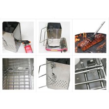 Remiel Cep Açık Kamp Seyahat Barbekü Izgara Paslanmaz Çelik Katlanır Kömür Sobası + Taşıma Çantası 17 *17 x 30 cm (Yurt Dışından)