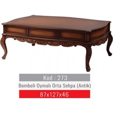 Mobilya Baba Oymalı Bombe Orta Sehpa Ceviz Silme