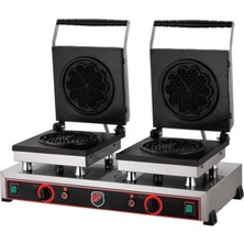 Işıkgaz Silverinox Çiftli Çiçek Waffle Makinesi