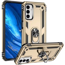 Caseart Samsung Galaxy M23 Kapak Military Yüzüklü Stantlı Panzer Tank Kılıf - Gold