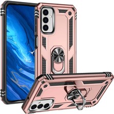 Caseart Samsung Galaxy M23 Kapak Military Yüzüklü Stantlı Panzer Tank Kılıf - Rose Gold