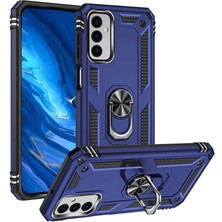 Case World Caseworld Samsung Galaxy M23 Kapak Military Yüzüklü Stantlı Panzer Tank Kılıf - Lacivert