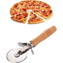 Tamu Bambu Saplı Pizza ve Hamur Kesici Rulet 17 cm Çelik Pizza Kesici
