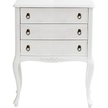 Mobilya Baba Swan Beyaz Oymalı 3 Çekmeceli Komodin Telefonluk