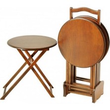 Mobilya Baba Wolf Ceviz Yuvarlak Çanta Zigon Takımı