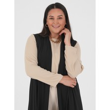 Alia Büyük Beden Kolsuz Kap - Siyah - Alia