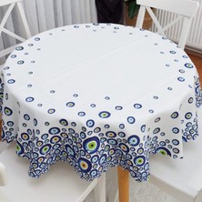 Körfez Kırlent Nazar Boncukları Desen Yuvarlak Masa Örtüsü 135X135CM