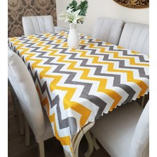 Körfez Kırlent Trend Renkli Zigzag Desen Masa Örtüsü
