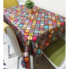 Körfez Kırlent Çini Patchwork Desen Masa Örtüsü