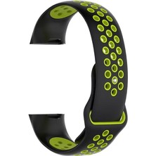 Markacase Fitbit Charge 3 Için Small Beden(S Sıze) Delikli Kordon Siyah Yeşil