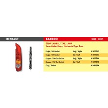 Mars Stop Lamba Sol Duysuz Renault Kangoo 2004- Çift Kapı (Yana Açılır)
