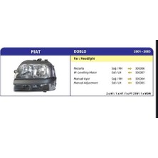 Ayfar Far Sol Sisli Fıat Doblo 2001 2005 Arası