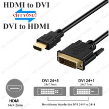 BK Teknoloji DVI 24+1 To HDMI Çift Yönlü DVI To HDMI Görünütü Kablosu-1.8metre